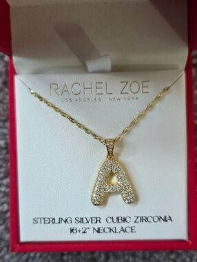 Rachel Zoe Letter "A" Necklace, 14K Gold Plated Sterling Silver